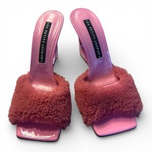 Les Petits Joueurs-Pink Lola Teddy Heeled Sandals - NEW Size 39 EUR 8 US